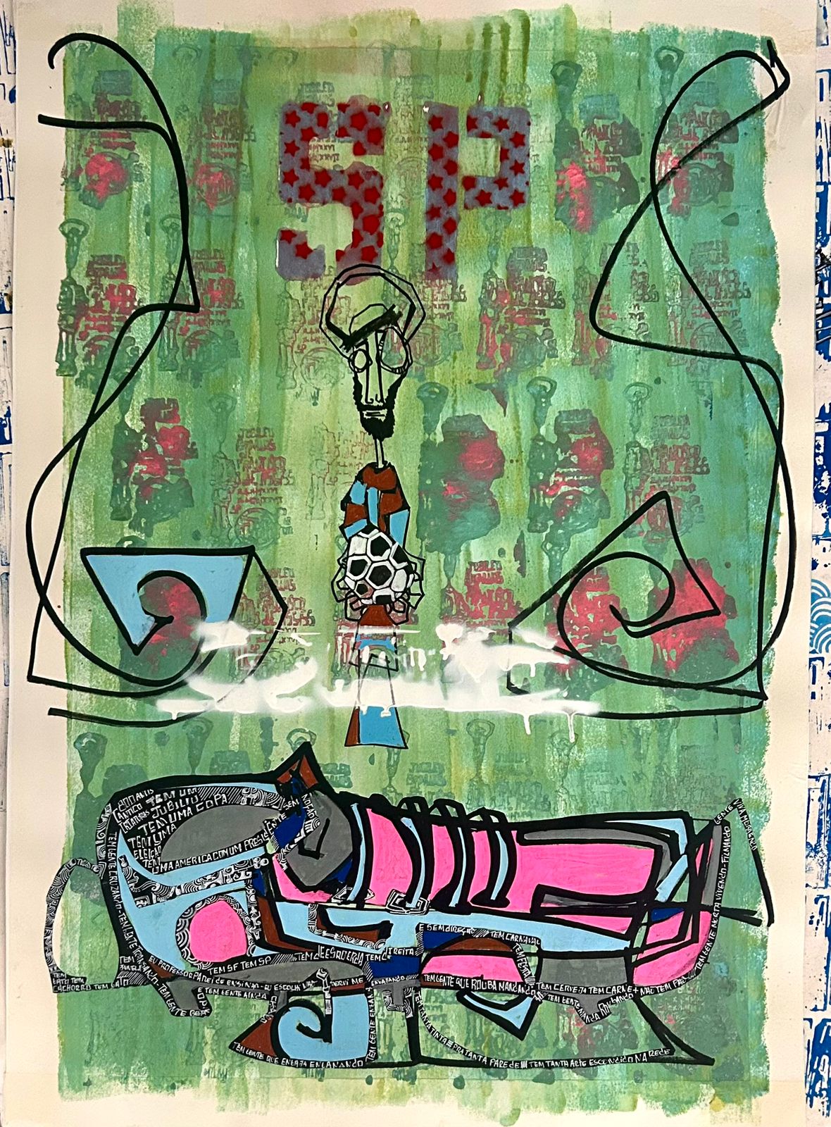 Work on paper created by Marcelo Zuffo in Miami, composition 4