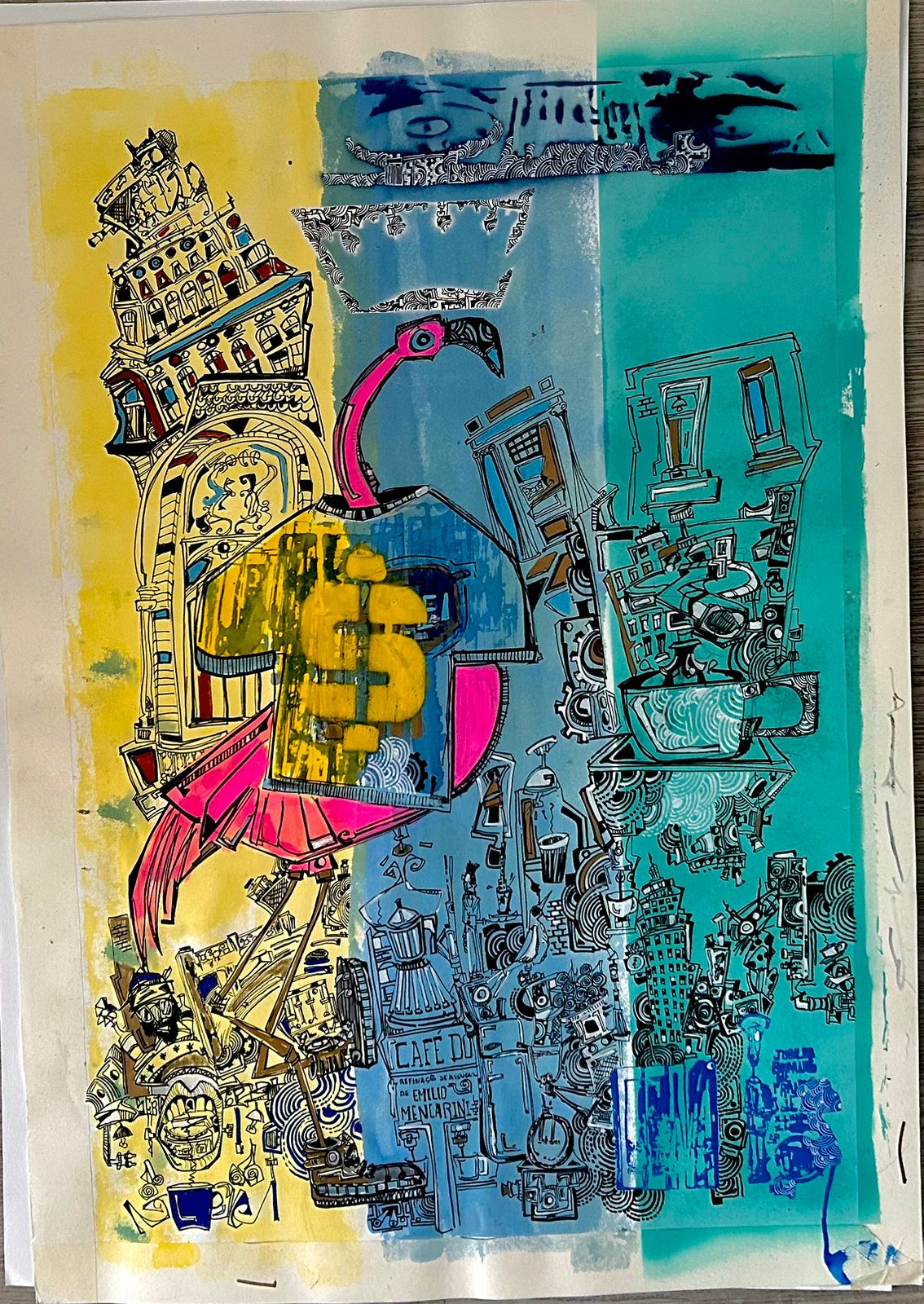 Work on paper created by Marcelo Zuffo in Miami, composition 5