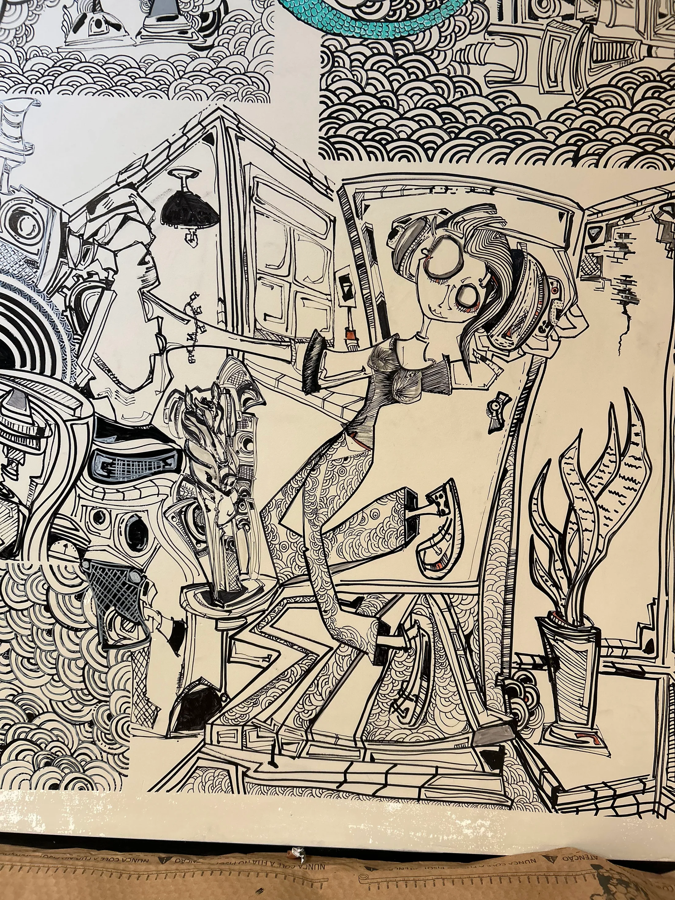 Personagem no painel residencial da Vila Mariana